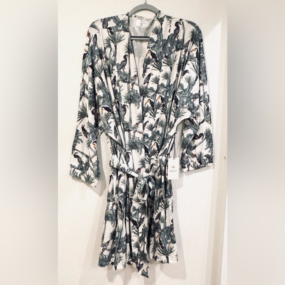 Monuit Tropical Print Women's Viscose Robe Lounge Ware 3X NWT